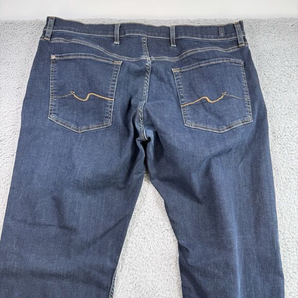 S 7 For All Mankind Jeans Mens 40x33 Blue The Straight Dark Wash Stretch Denim - Picture 8 of 11